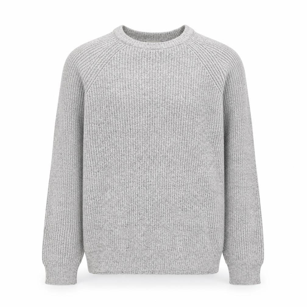 Front view of Marks and Spencer Men's Grey Chunky Knit Crew Neck Jumper, size S