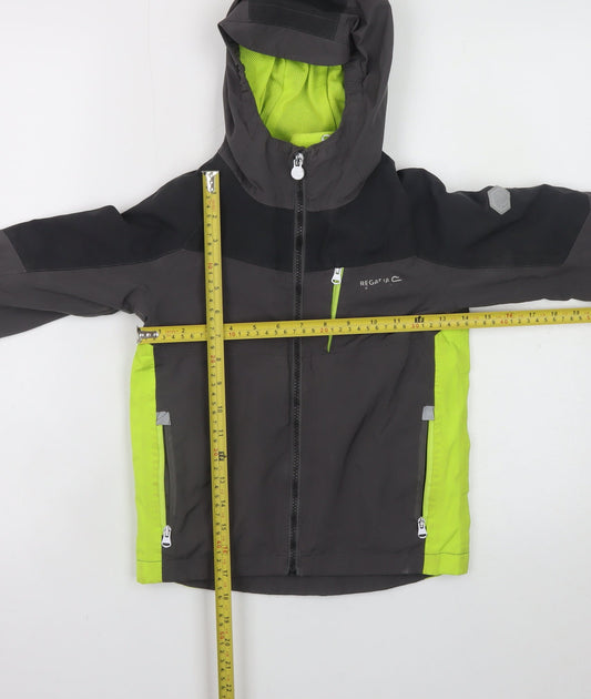 Regatta Boys Grey Waterproof Hooded Rain Coat Jacket 5-6 Years