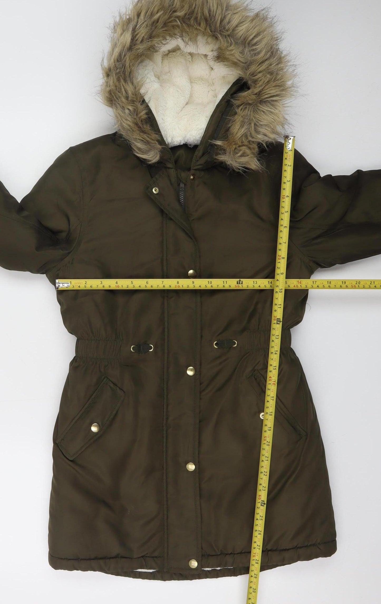 Bluezoo Teens Brown Faux Fur Hooded Parka Coat Size 12