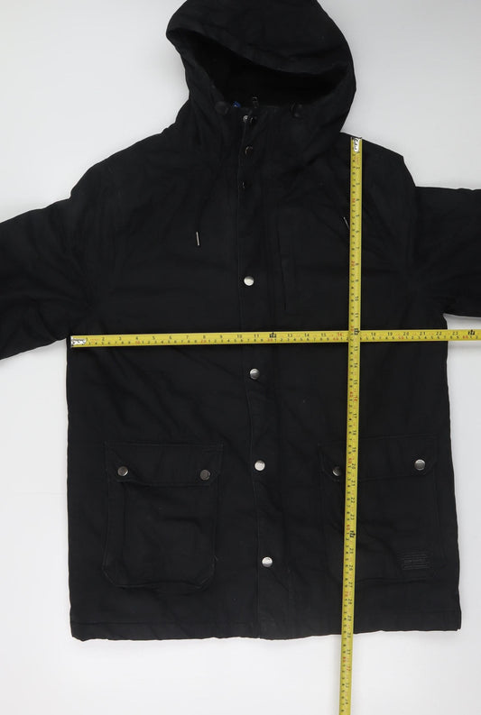 H&M Divided Men's Black Cotton Hooded Parka Jacket Size M