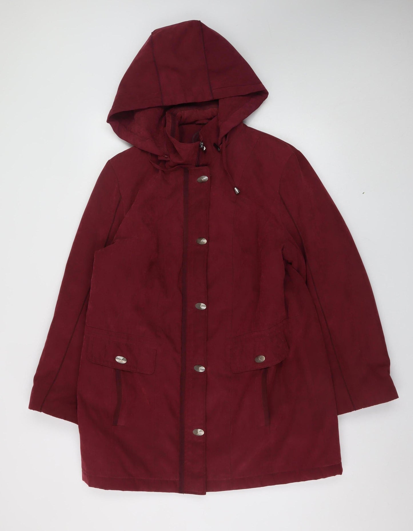 Anna Rose Women's Red Hooded Long Parka Coat Size M