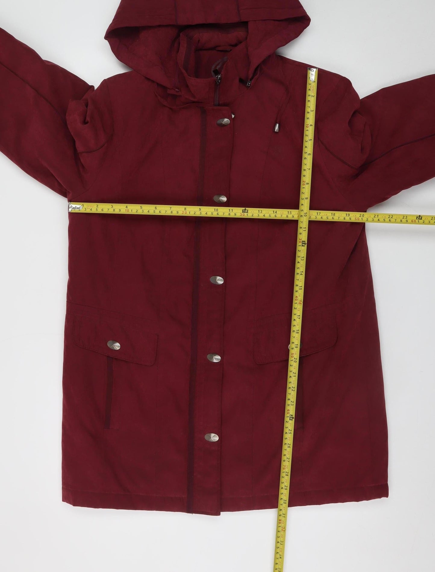 Anna Rose Women's Red Hooded Long Parka Coat Size M