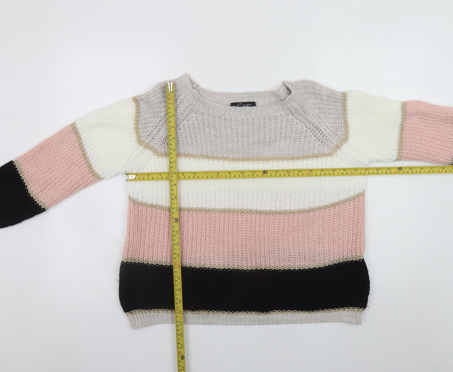 Lulua London Women's Multicoloured Striped Chunky Knit Jumper Size S