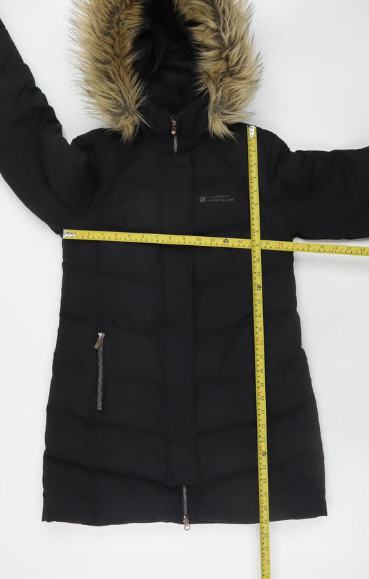 Mountain Warehouse Women’s Black Size 8 Puffer Jacket with Faux Fur Hood