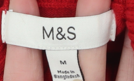 Marks and Spencer Women Red Roll Neck Knit Jumper Size M