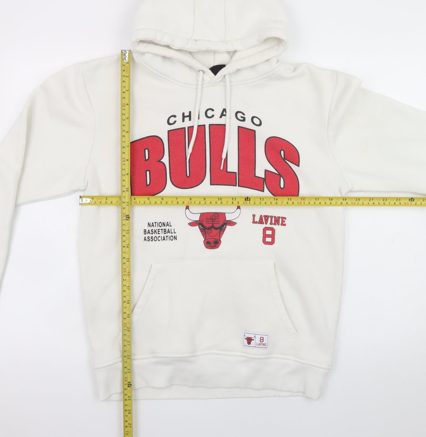 Primark Men's White Chicago Bulls Pullover Hoodie Size M