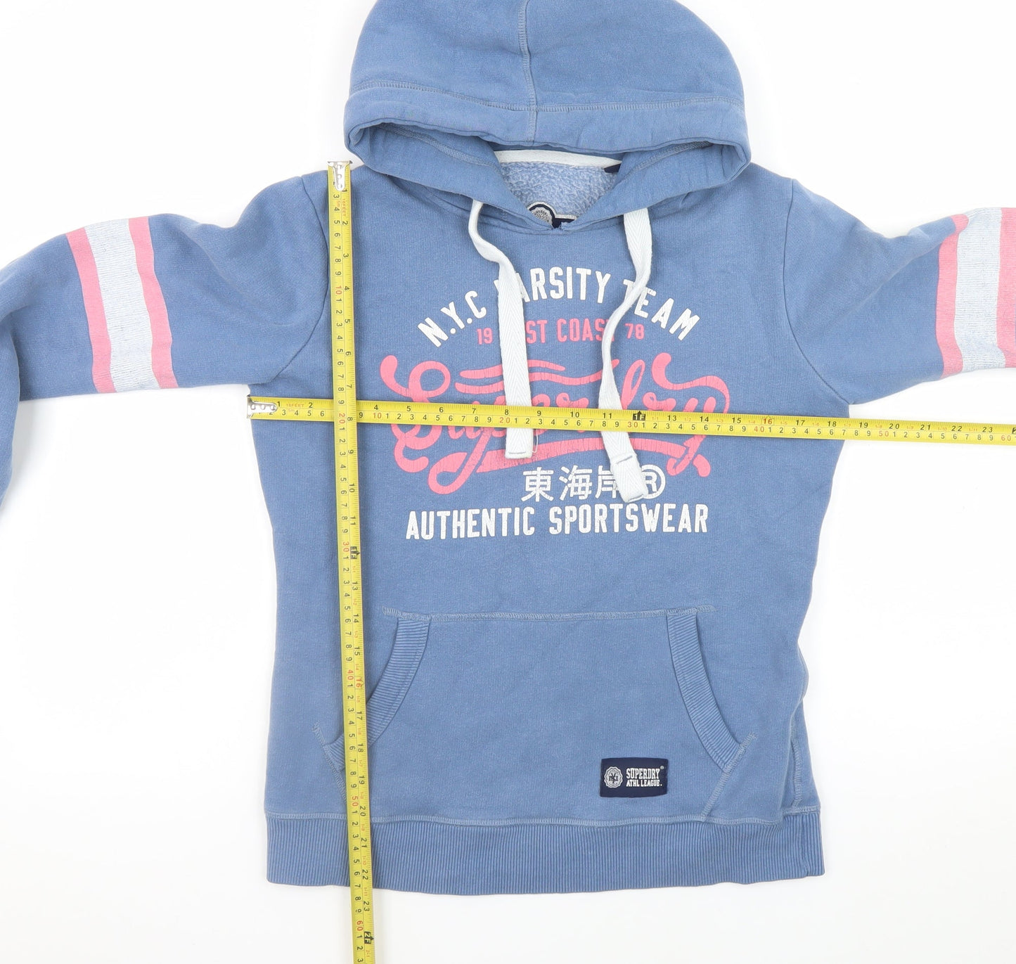 Superdry Womens Blue XS Pullover Hoodie with Varsity Print