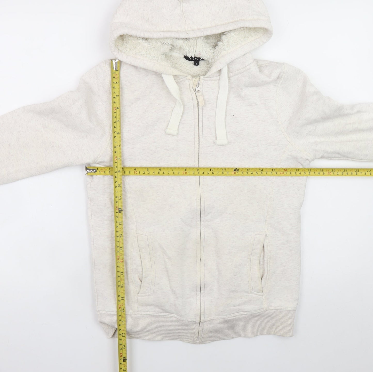 TEX Women's Beige Full Zip Hooded Sweatshirt Size S