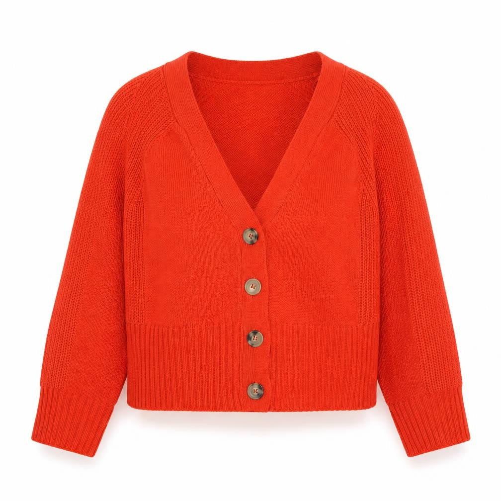 Brave Soul Women's Red V-Neck Button Knit Cardigan Size S