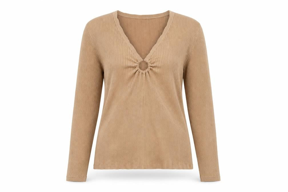 Lipsy Women’s Beige V-Neck Long Sleeve Knit Jumper Size 14