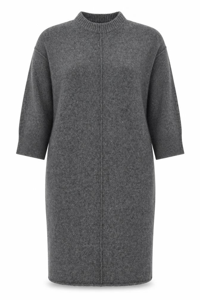 Front view of ASOS Women’s Grey Jumper Dress, size UK 16-18, Knit Half Sleeve High Neck