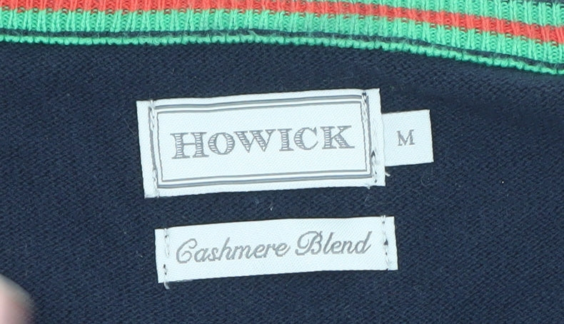 Howick Men's Blue Cashmere Blend V-Neck Pullover Jumper M