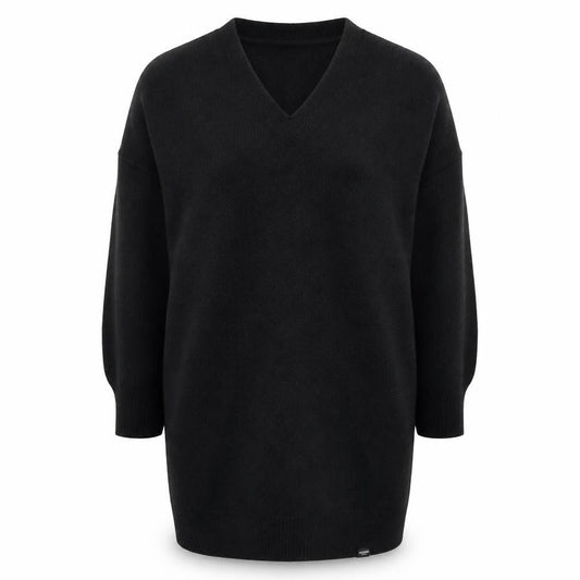Superdry Women Black Size 8 Knit Jumper Dress V-Neck Wool Blend Winter