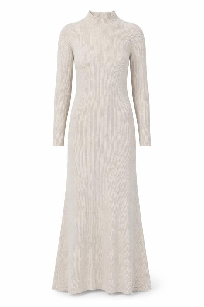 MNG Women’s Beige Long Sleeve Knit Bodycon Dress Size 8