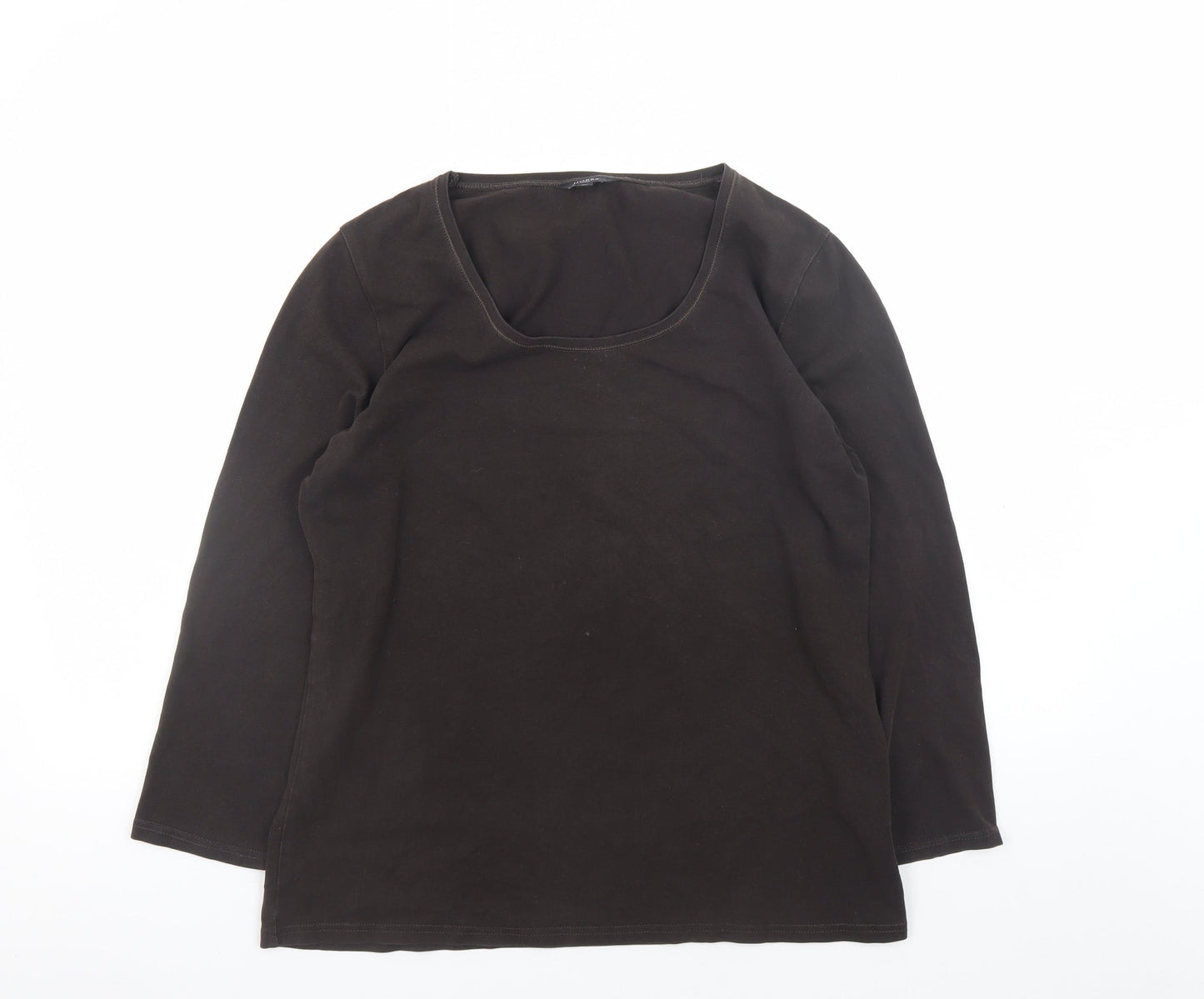 Hobbs Women’s Black Long Sleeve Stretch Cotton Scoop Neck Top XL