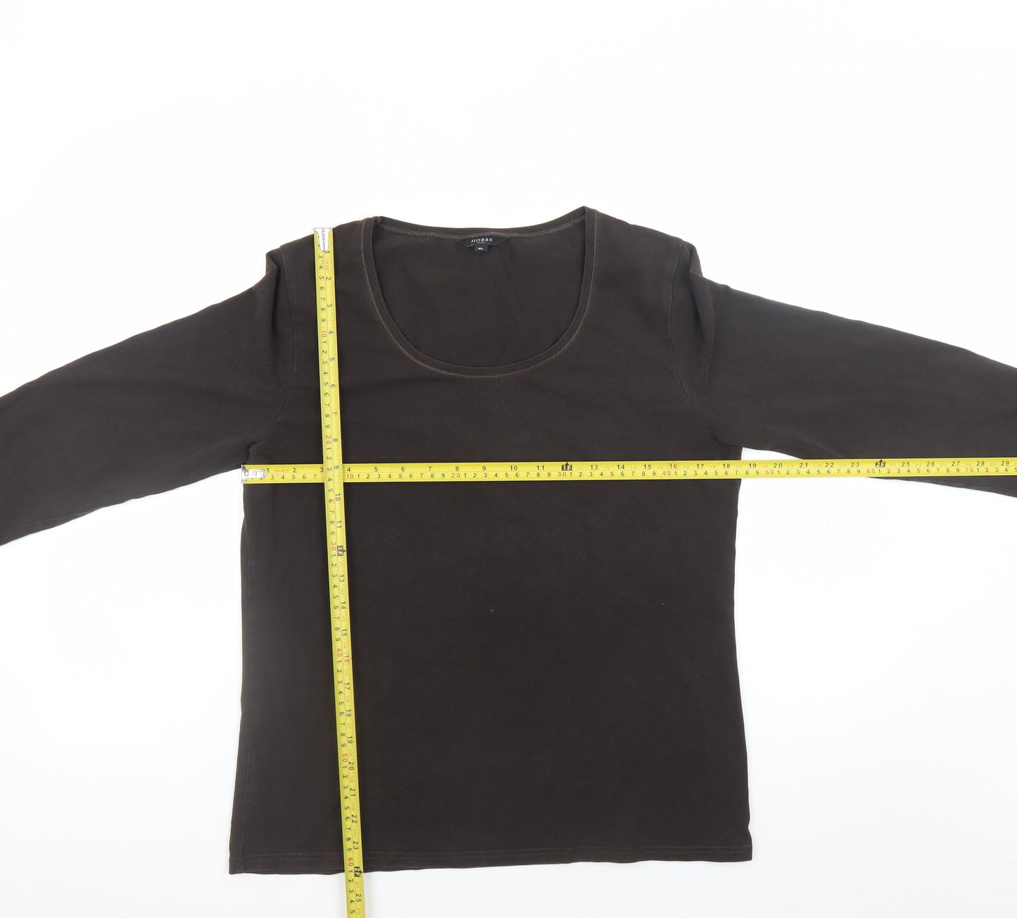 Hobbs Women’s Black Long Sleeve Stretch Cotton Scoop Neck Top XL