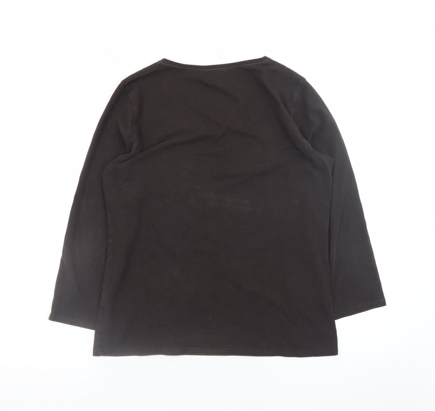 Hobbs Women’s Black Long Sleeve Stretch Cotton Scoop Neck Top XL