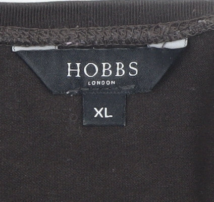 Hobbs Women’s Black Long Sleeve Stretch Cotton Scoop Neck Top XL