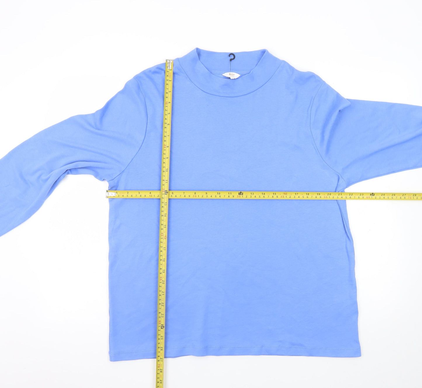 Cotton Traders Women's Blue Long Sleeve Mock Neck Cotton T-Shirt Size 12