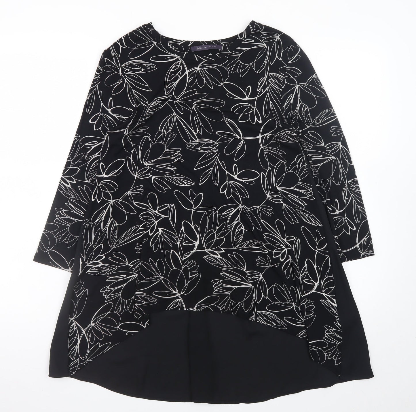Marks and Spencer Women's Black Floral Hi-Low A-Line Dress Size 8