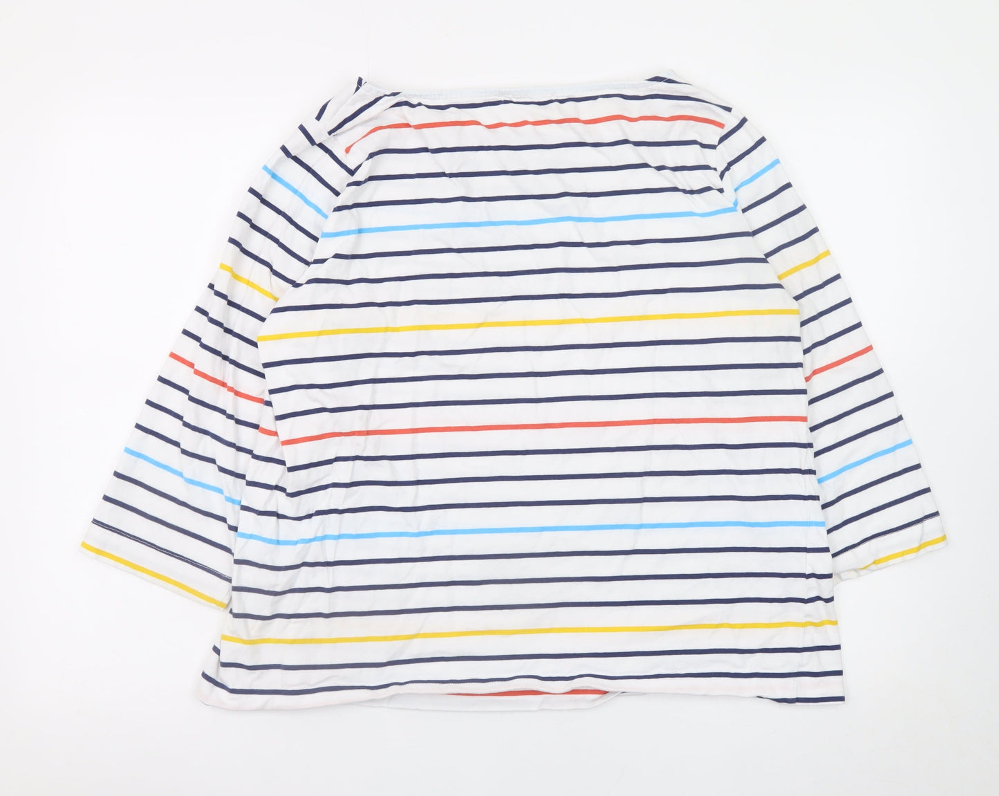 WoolOvers Womens Multicoloured Striped Cotton 3/4 Sleeve T-Shirt L