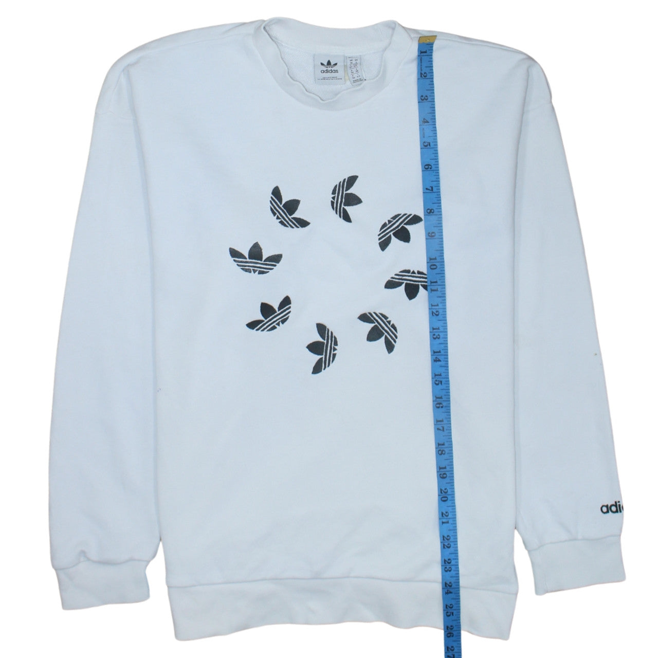 Adidas Women White Crew Neck Sweatshirt Size 10 Logo Print Pullover