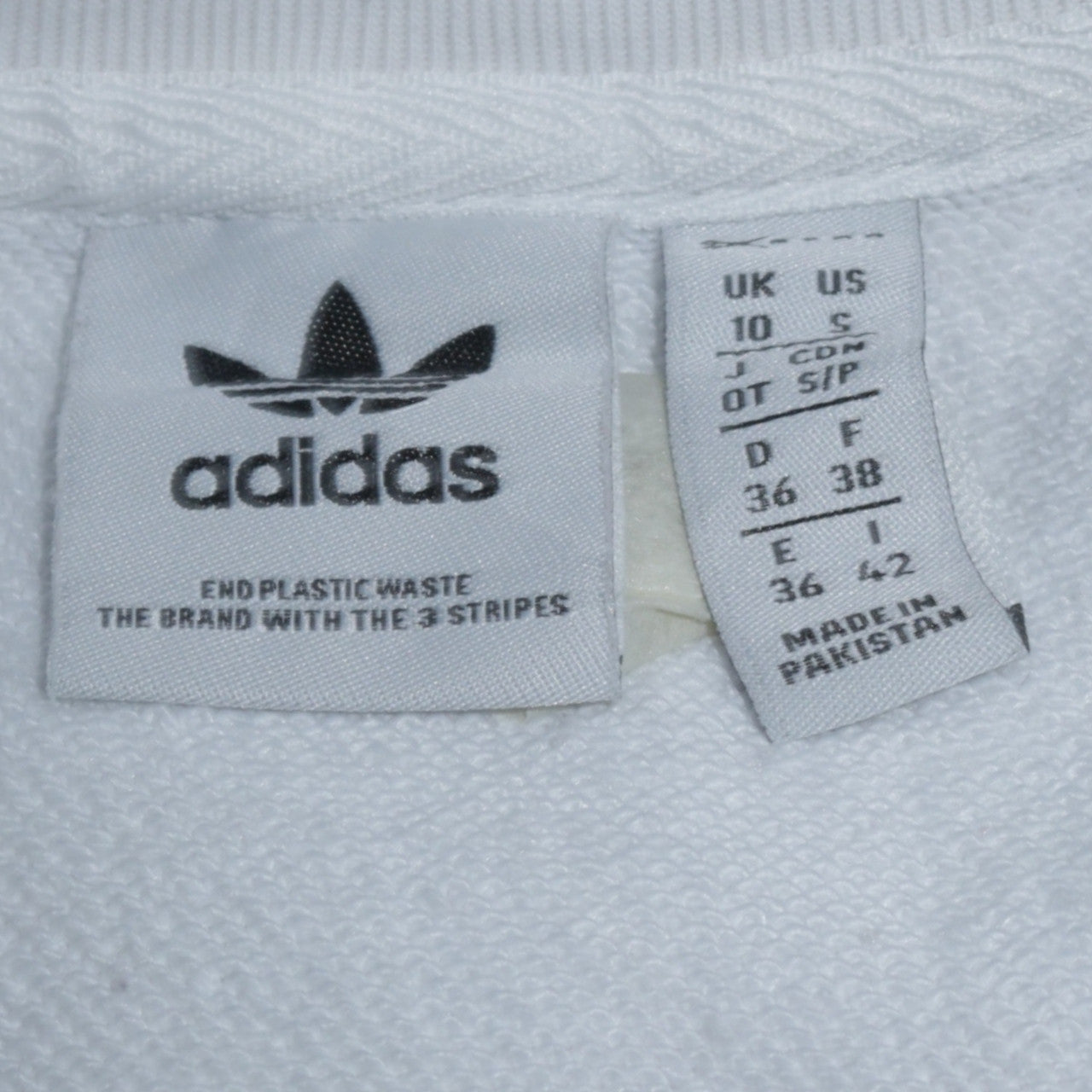 Adidas Women White Crew Neck Sweatshirt Size 10 Logo Print Pullover