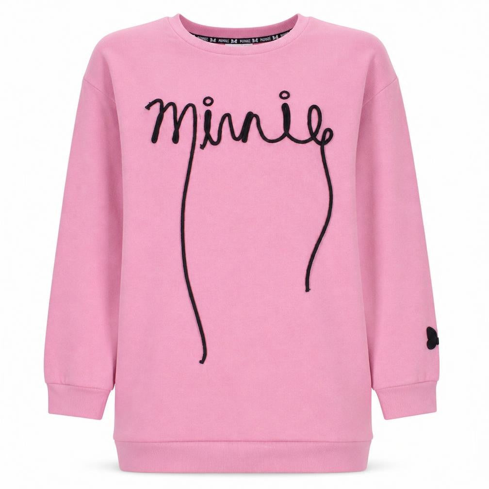 Disney Women Pink Minnie Crew Neck Pullover Sweatshirt Size L