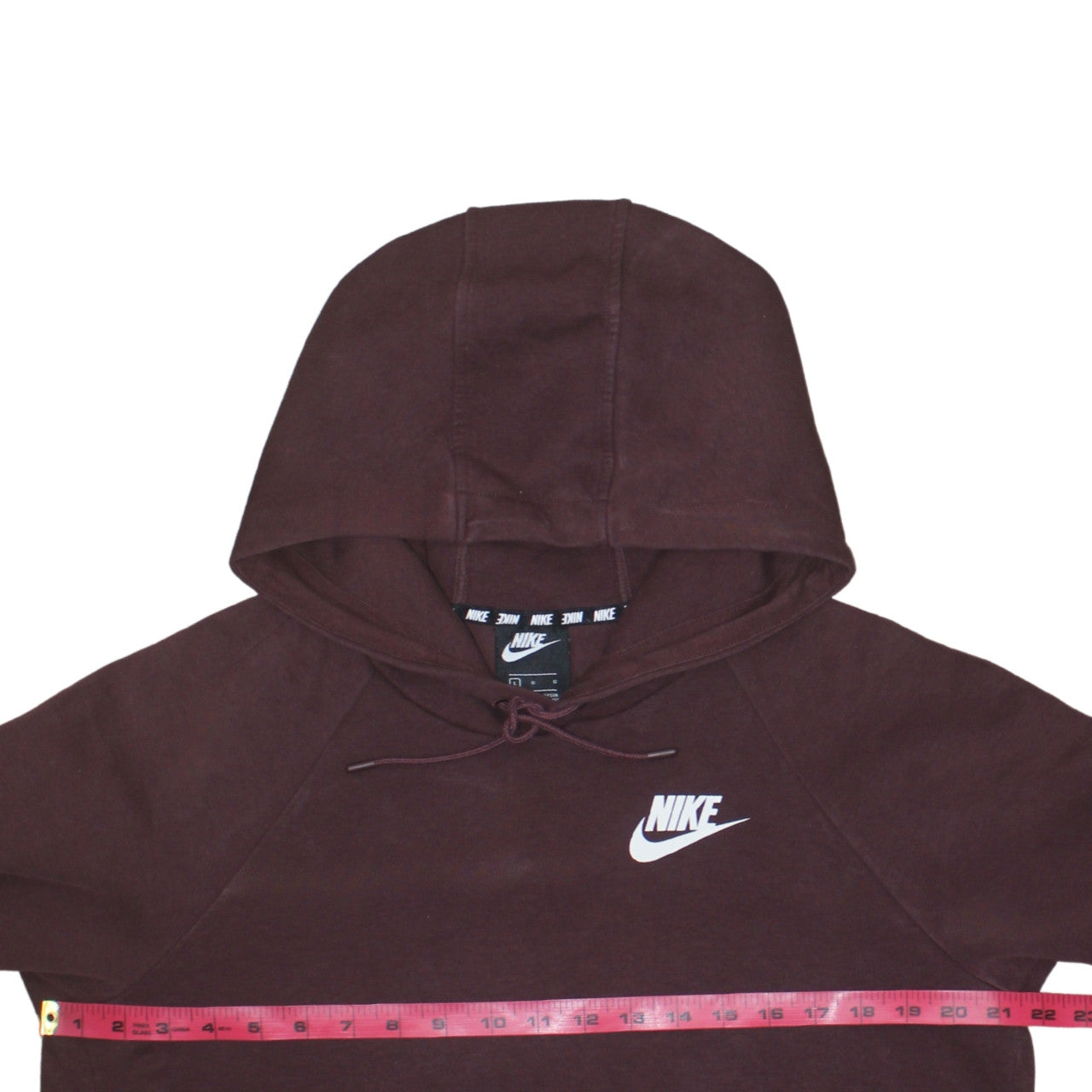 Nike Womens Burgundy Pullover Hoodie Size L Cotton Blend Logo