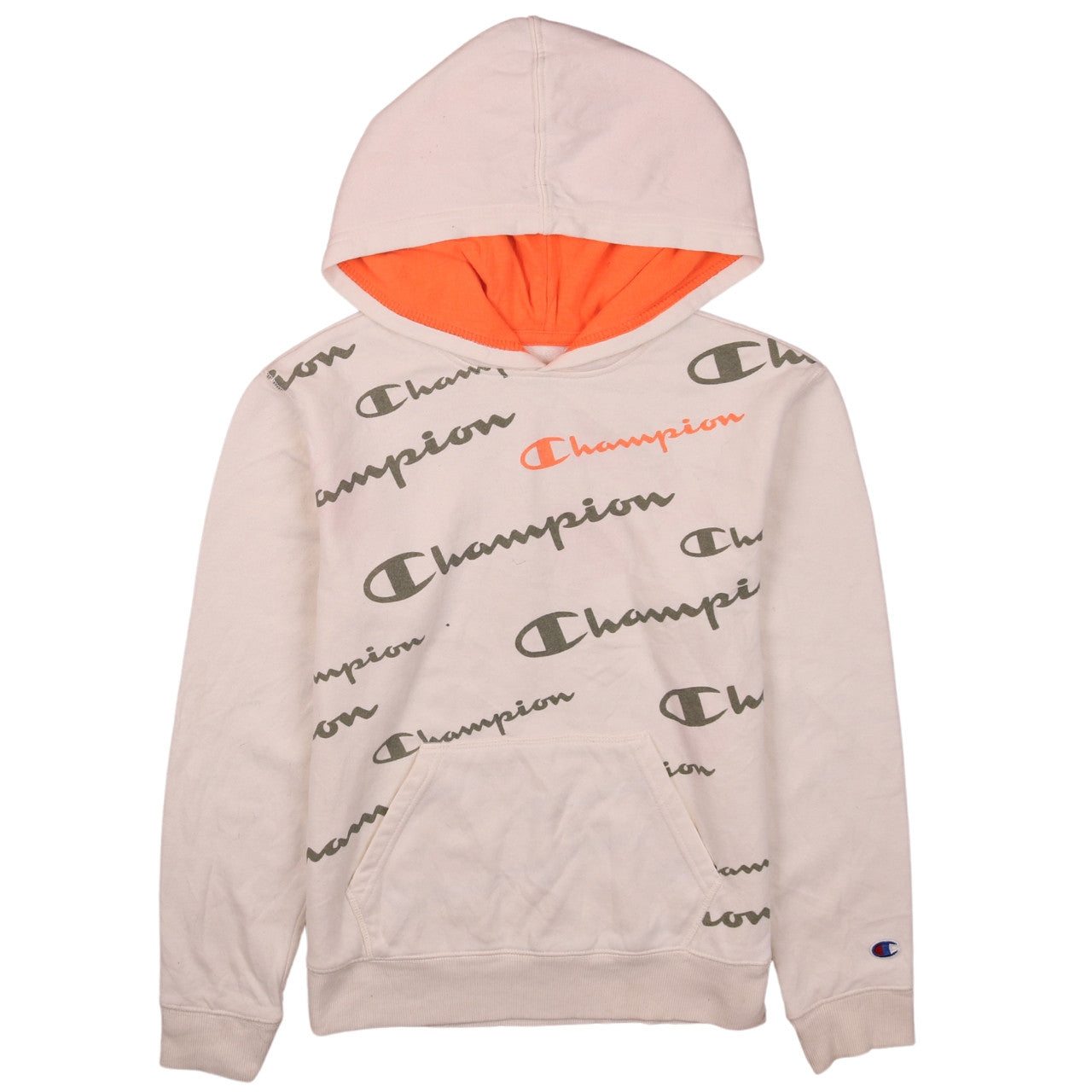 Champion Boys Beige Logo Pullover Hoodie Size L