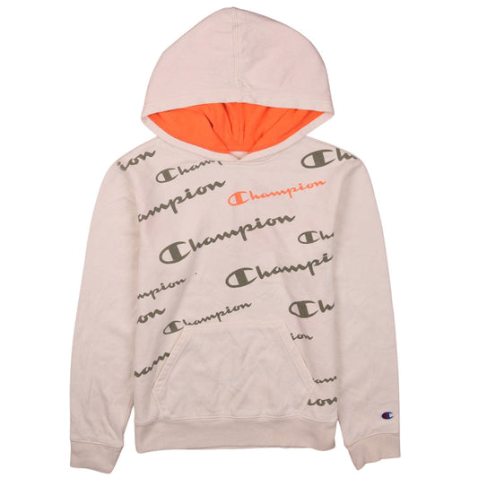 Champion Boys Beige Logo Pullover Hoodie Size L