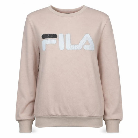 Fila Womens Beige Small Pullover Sweatshirt Logo Casual