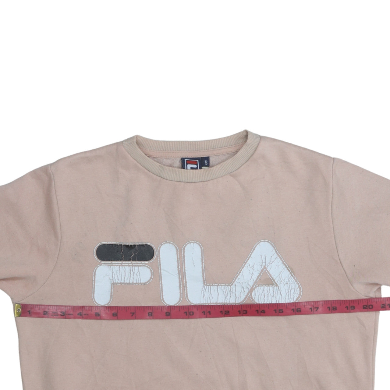 Fila Womens Beige Small Pullover Sweatshirt Logo Casual
