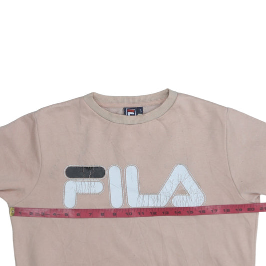 Fila Womens Beige Small Pullover Sweatshirt Logo Casual