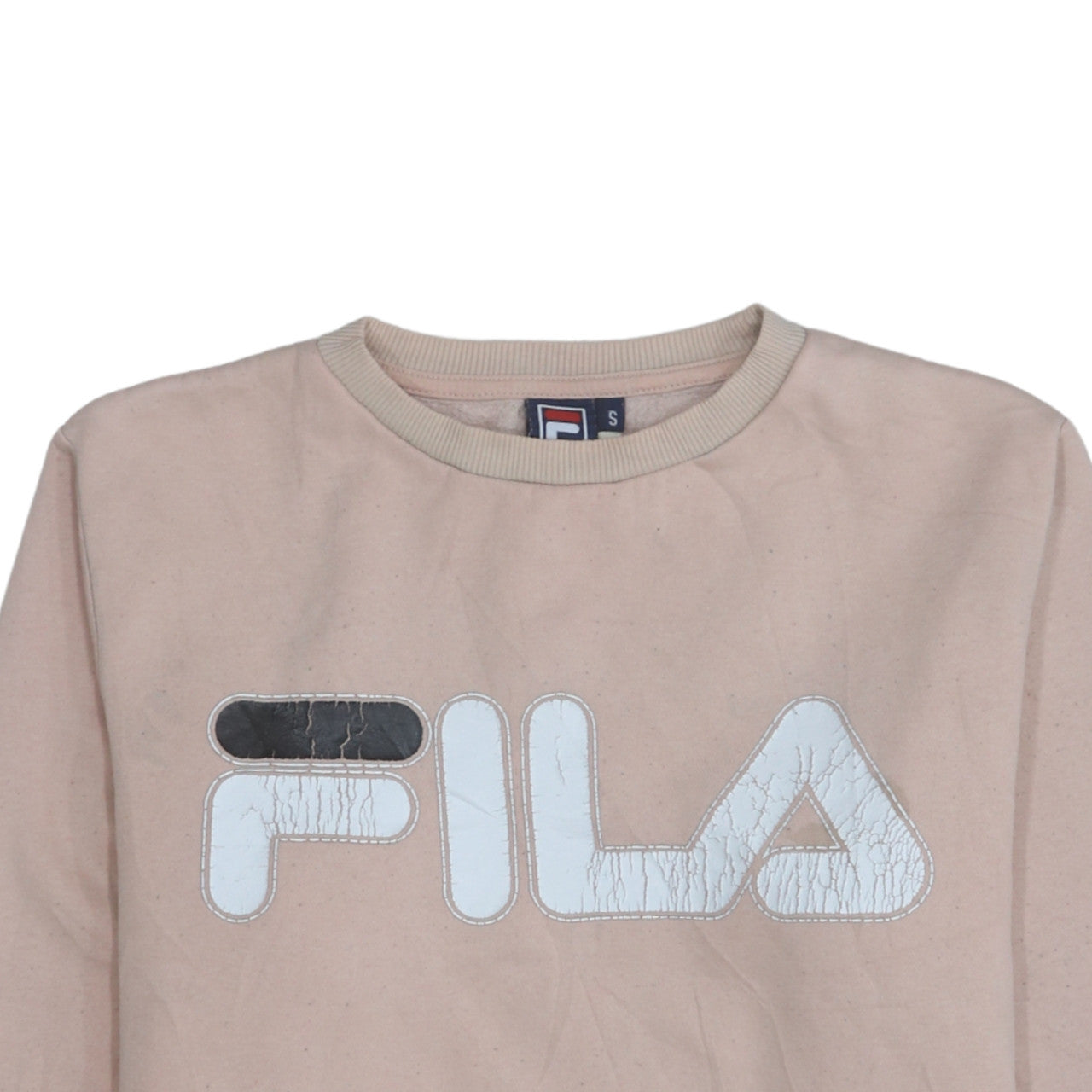 Fila Womens Beige Small Pullover Sweatshirt Logo Casual