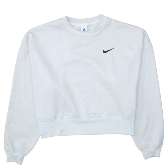 Nike Womens White XL Pullover Sweatshirt Crew Neck Cotton Blend