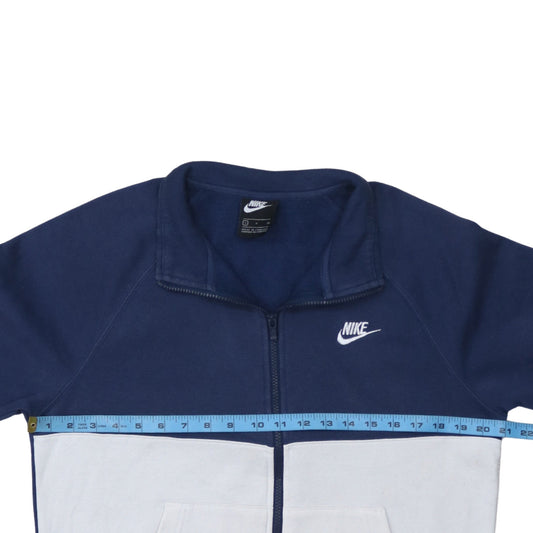 Nike Men's Blue and White Track Jacket Size S Full Zip Cotton Blend