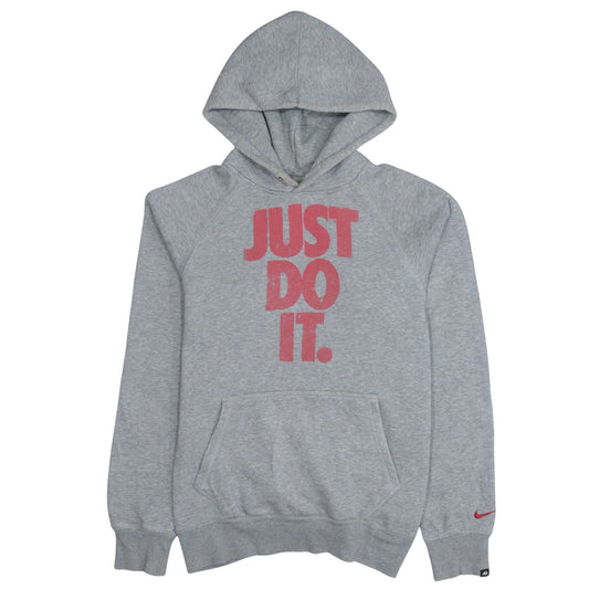 Nike Boys Grey Hoodie Small Just Do It Pullover Cotton Blend Fleece