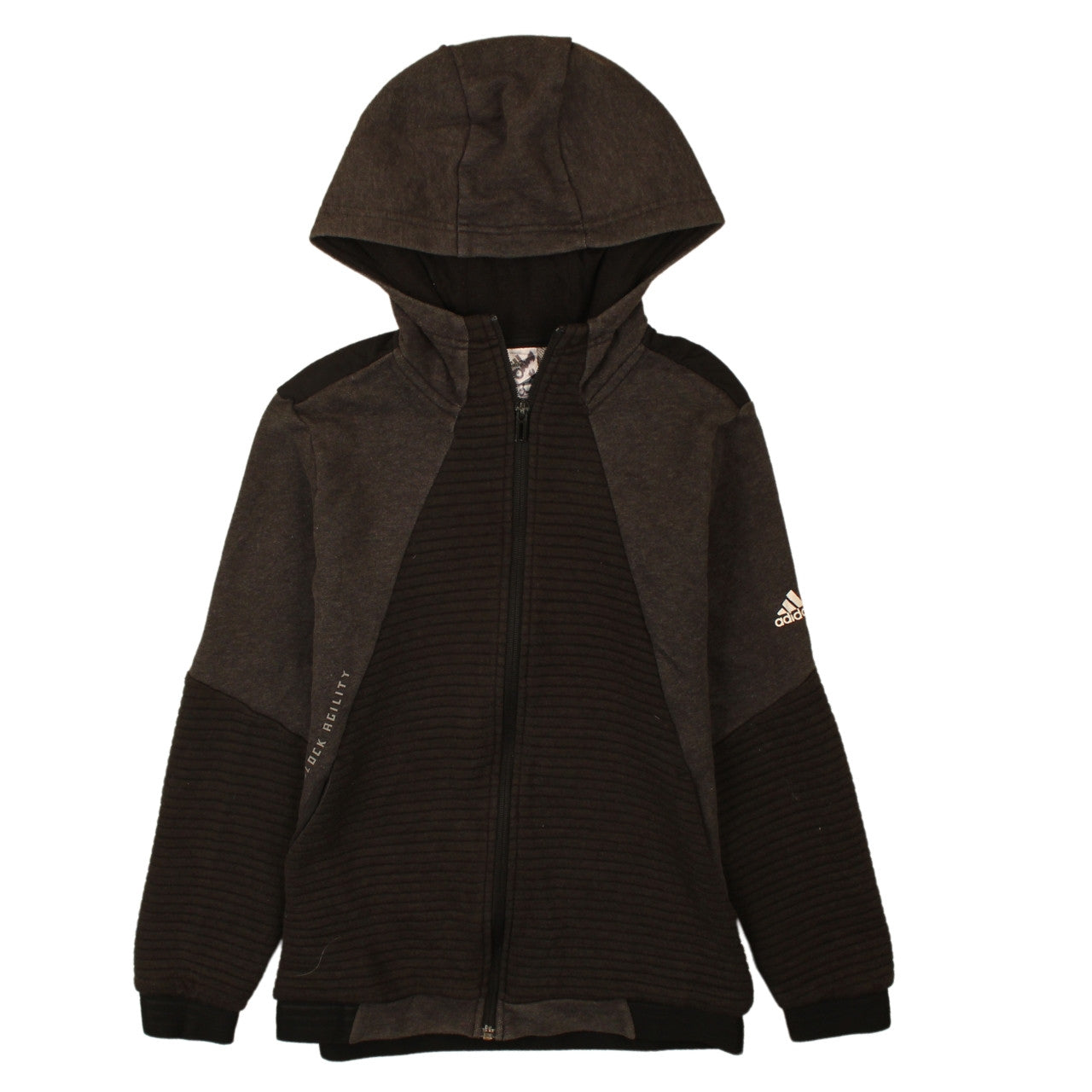 Adidas Boys Black Full Zip Hoodie 11-12 Years Regular Fit Sportswear