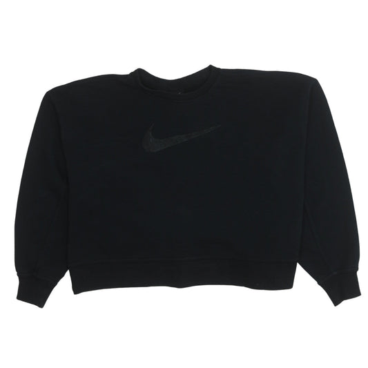Nike Womens Black Crew Neck Pullover Sweatshirt Size M Cotton Blend Logo