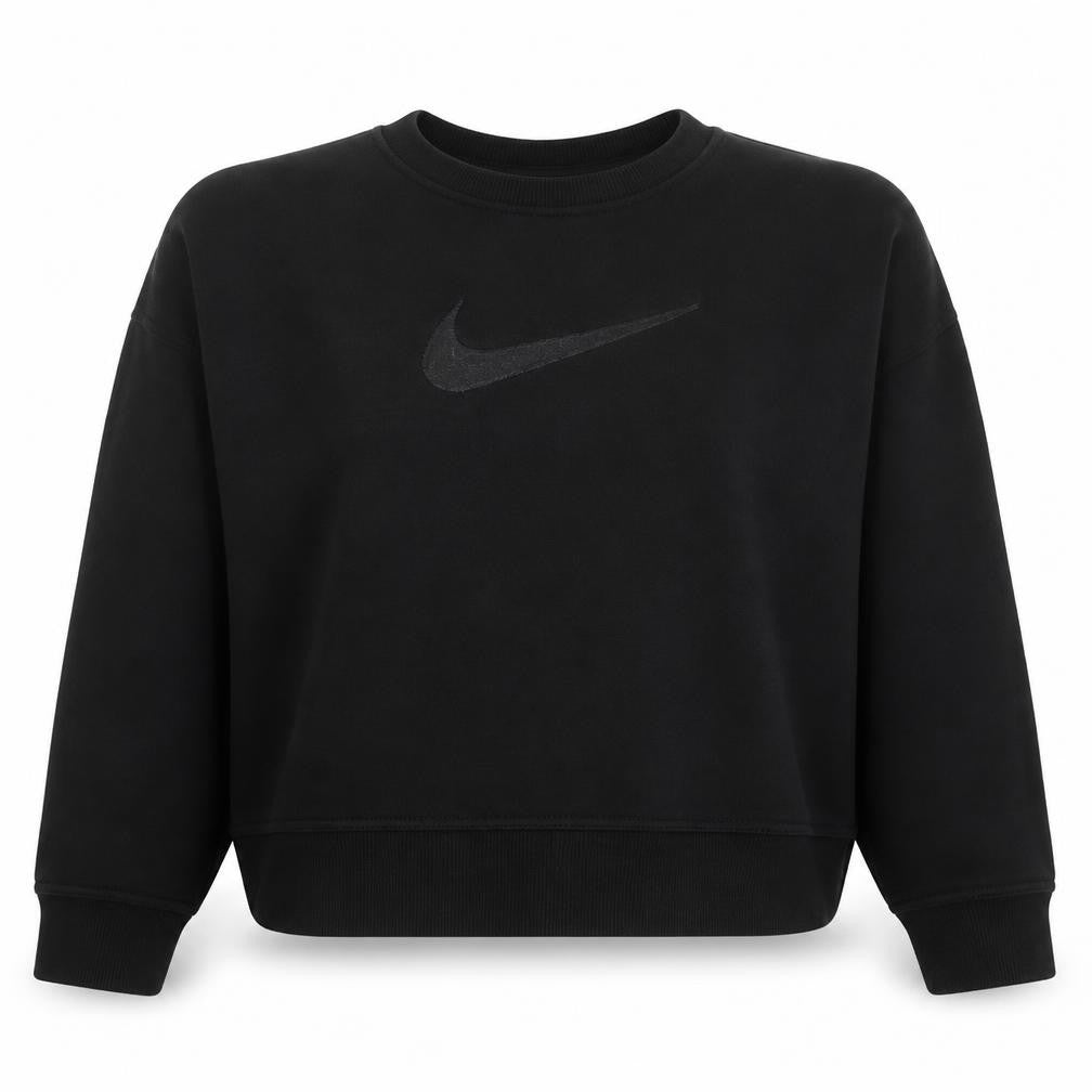 Nike Womens Black Crew Neck Pullover Sweatshirt Size M Cotton Blend Logo