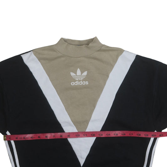 Adidas Women’s Beige Black Colourblock Crew Neck Sweatshirt Size 6