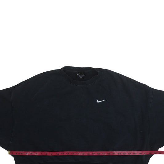 Nike Women Black L Pullover Sweatshirt Logo Cotton Blend