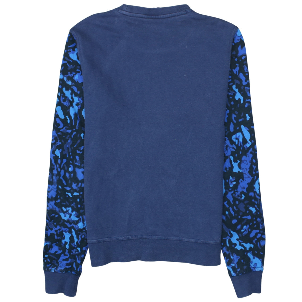 Nike Womens Blue Camo Sleeve Crew Neck Pullover Sweatshirt Size S
