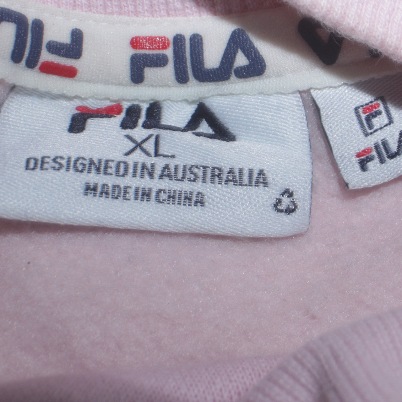 FILA Womens Pink Crew Neck Pullover Sweatshirt XL Cotton Blend