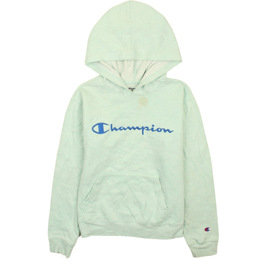 Champion Boys Green Pullover Hoodie L Fleece Logo Sweatshirt