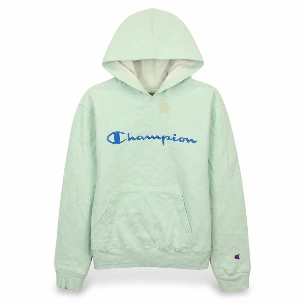 Champion Boys Green Pullover Hoodie L Fleece Logo Sweatshirt