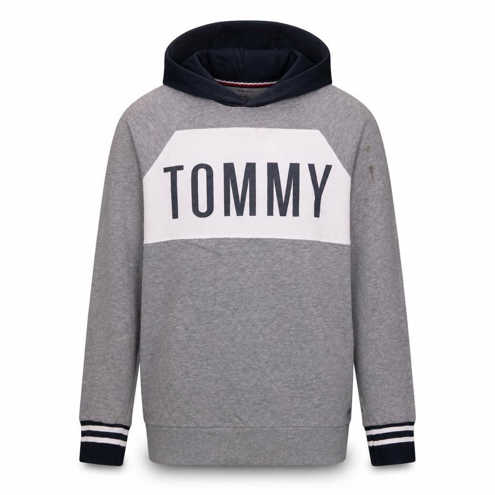 Tommy Hilfiger Men's Grey Pullover Hoodie Small Logo Graphic