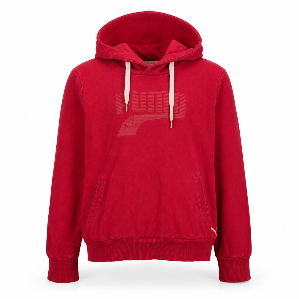 Front view of Puma girls’ red hoodie uk 14 pullover cotton blend logo sweatshirt