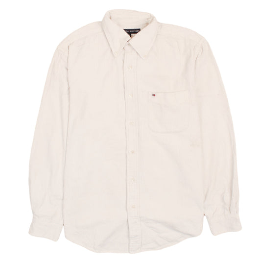 Tommy Hilfiger Men's Beige Corduroy Long Sleeve Button-Up Shirt M